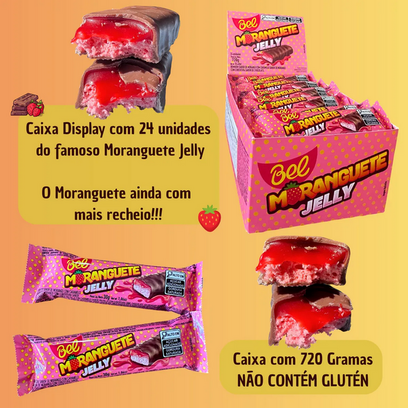 Moranguete Chocolate-Covered Strawberry Jelly Candy Box, 720 g / 25.40 oz (pack of 2)