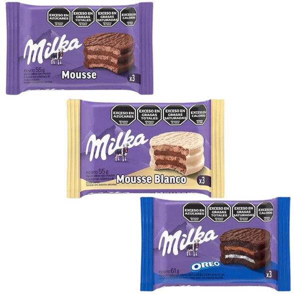 Milka Alfajor Selection Box – Triple Oreo, Chocolate Mousse & White Chocolate Mousse (12 Units)