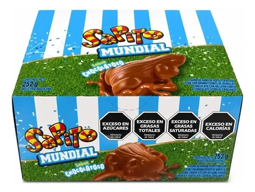 Sapito Mundial Chocolaty Flavor Chocolate Candy with Crispy Cereal, 252 g / 8.89 oz (box of 12)