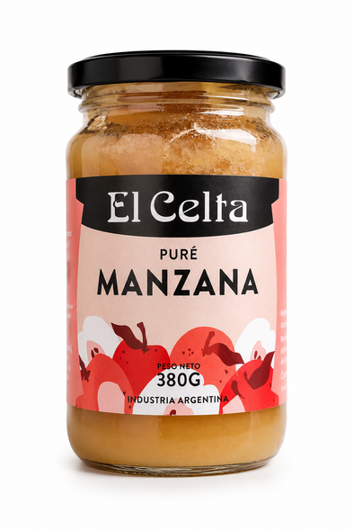 El Celta Apple Puree Puré de Manzana in Glass Jar, 380 g / 13.40 oz