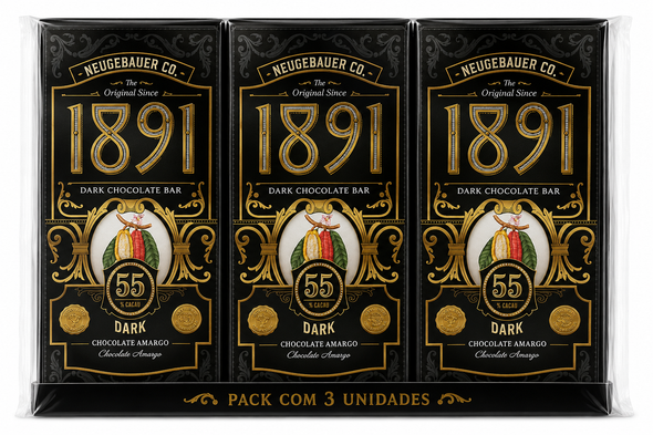 Neugebauer 1891 Dark Chocolate Bar 55% Cocoa, 90 g / 3.17 oz (pack of 3)