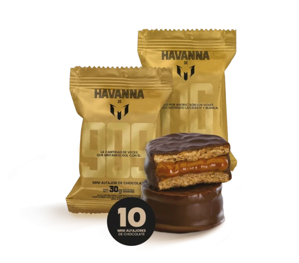 Havanna x Leo Gold Limited Edition Milk Chocolate Mini Alfajores with Dulce de Leche, 300 g / 10.58 oz (pack of 10)
