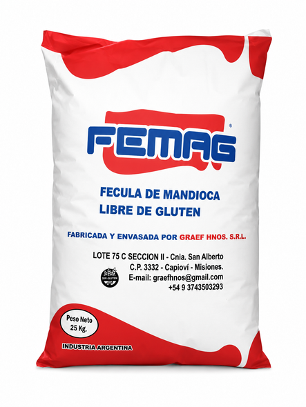 Femag Cassava Starch Gluten Free Tapioca Flour, 25 kg / 55.12 lb