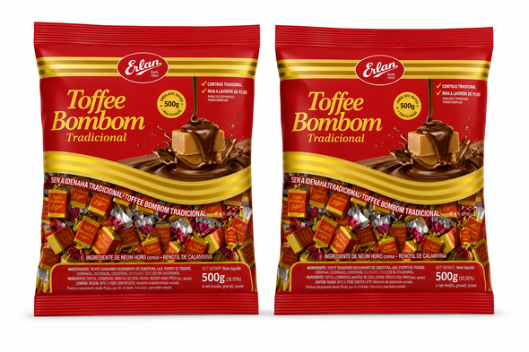 Erlan Traditional Toffee Candy Bonbons, 500 g / 17.64 oz (pack of 2)