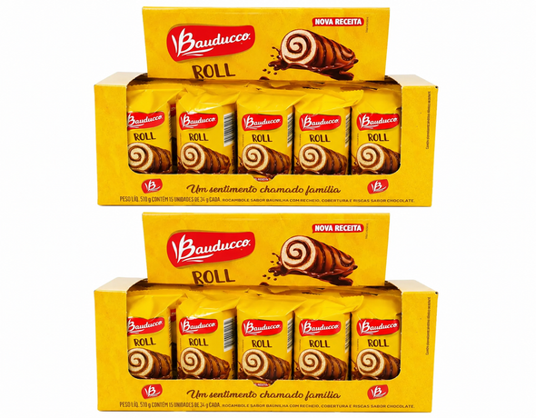 Bauducco Chocolate Roll Cake - 15 Units (pack of 2)