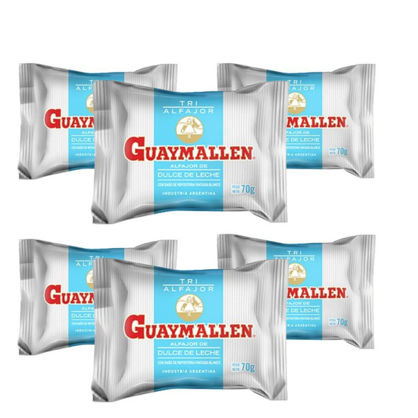 Guaymallen Triple White Chocolate Alfajor with Dulce de Leche, 70 g / 2.5 oz (pack of 6)