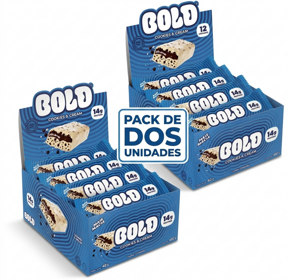 Bold Cookies & Cream Protein Bars Display Box, 720 g / 25.40 oz (pack of 2)