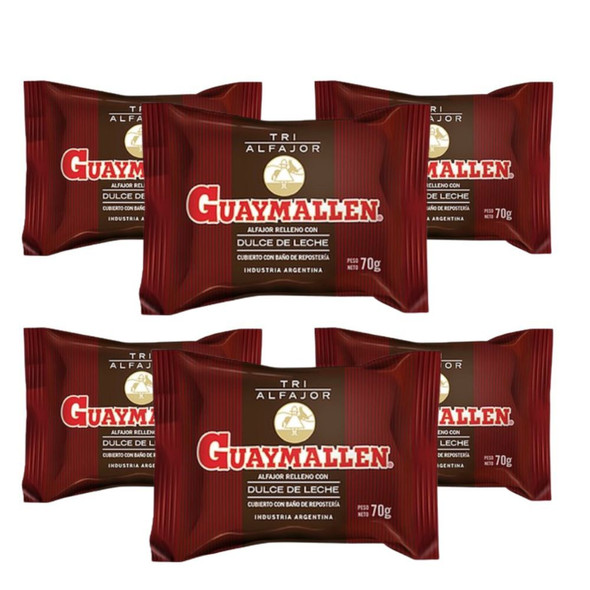 Guaymallen Triple Milk Chocolate Alfajor with Dulce de Leche, 70 g / 2.5 oz (pack of 6)