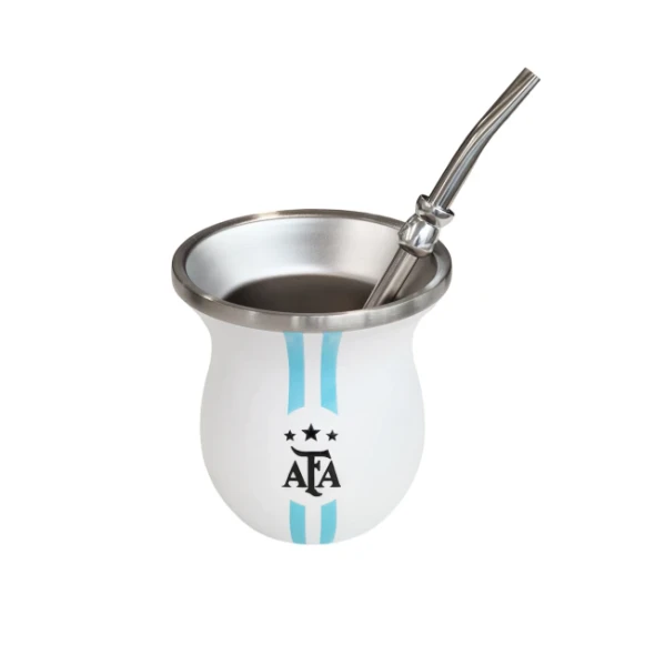 Kyma AFA Limited Edition White Stainless Steel Mate Cup with Bombilla