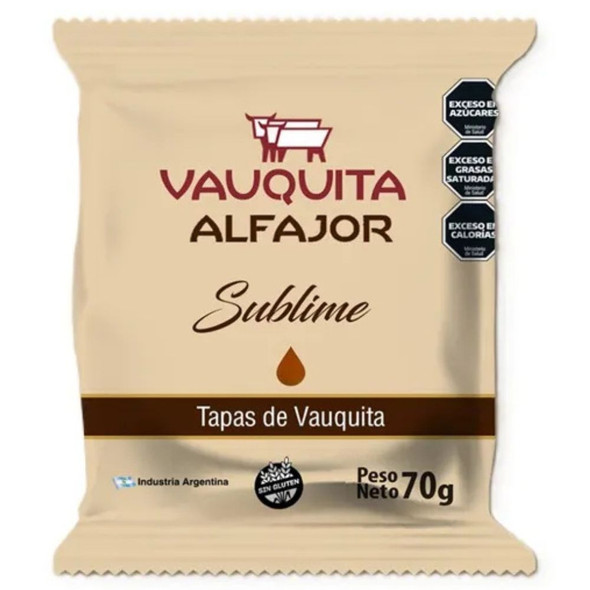 Vauquita Sublime Alfajor with Tapas de Vauquita, 70 g / 2.47 oz (pack of 6)