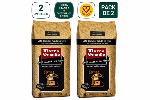 Morro Grande Whole Bean Roasted Coffee, 500 g / 17.64 oz (pack of 2)