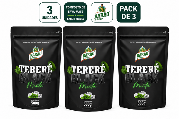 Barão Black Mint Tereré Yerba Mate, 500 g / 17.64 oz (pack of 3)
