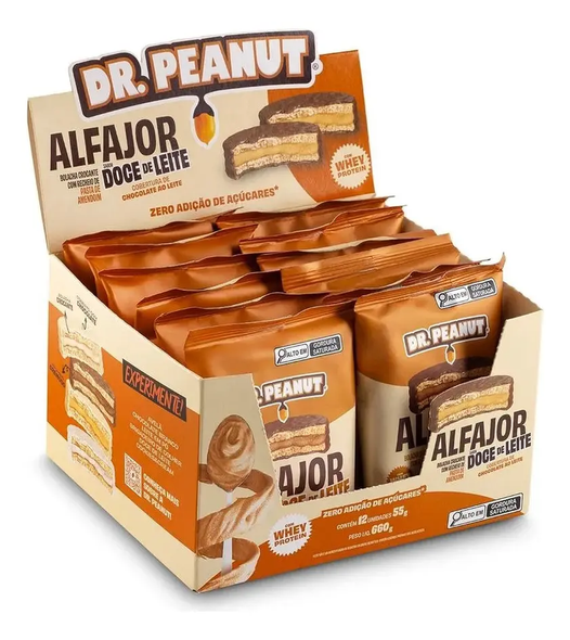Dr. Peanut Dulce de Leche Alfajor with Milk Chocolate Coating, 55 g / 1.94 oz (box of 12)