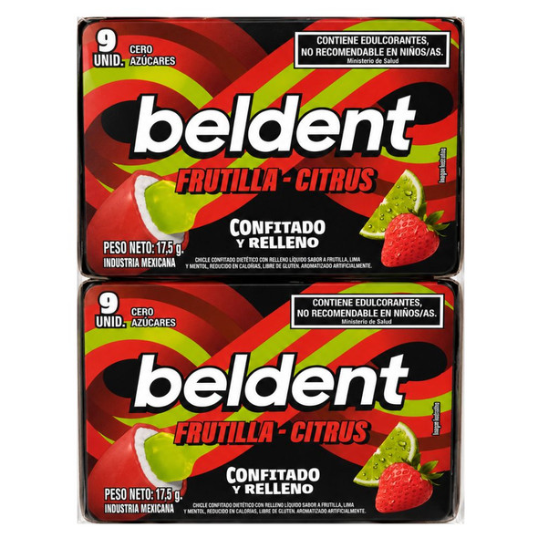 Beldent Twist Strawberry Citrus Sugar-Free Chewing Gum, 17.5 g / 0.62 oz (Box of 8)