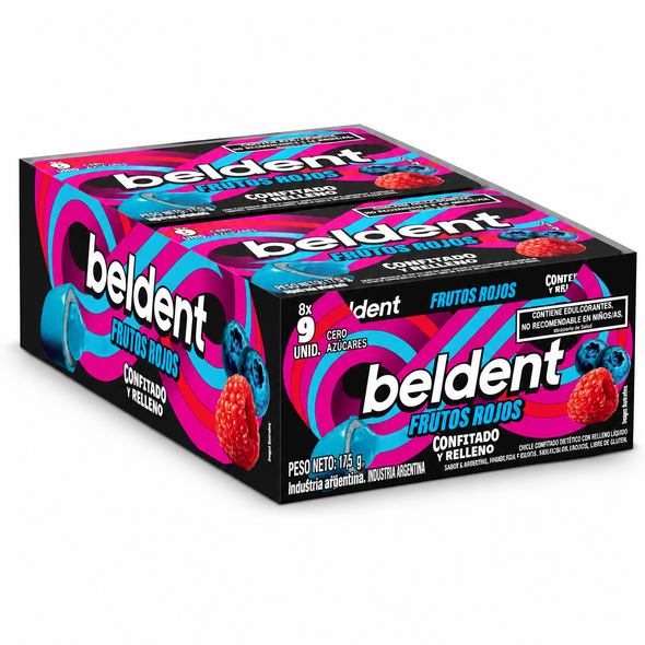 Beldent Twist Red Berries Sugar-Free Chewing Gum, 17.5 g / 0.62 oz (Box of 8)