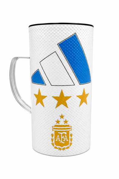 AFA White Stainless Steel Vaso Güira with 3 Stripes & 3 World Champion Stars