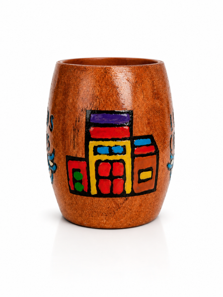 Hand-Painted Lacquered Wooden Mate Buenos Aires Caminito Design