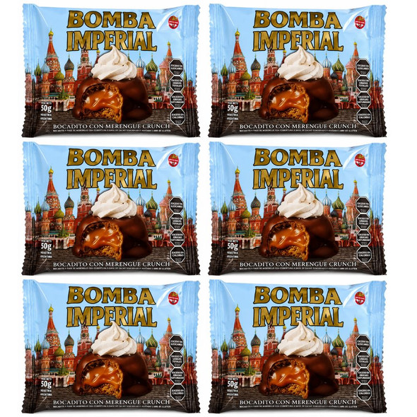 Bomba Imperial Dulce de Leche & Meringue Crunch Filled Chocolate Snack, 50 g / 1.76 oz (Pack of 6)