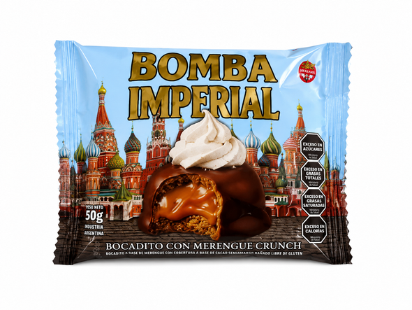 Bomba Imperial Dulce de Leche & Meringue Crunch Filled Chocolate Snack, 50 g / 1.76 oz (Pack of 6)