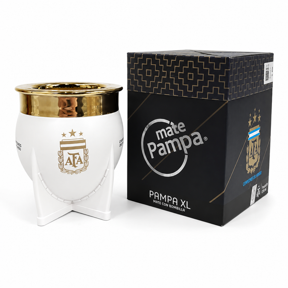 Pampa XL AFA Coronados de Gloria White Mate Gourd with Gold Rim