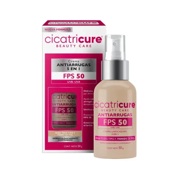 Cicatricure Beauty Care Anti-Wrinkle Cream 5 in 1 with SPF 50 UVA-UVB, 50 g / 1.76 oz