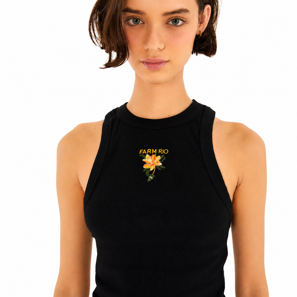 Farm Rio Banana Flower Embroidered Tank Top