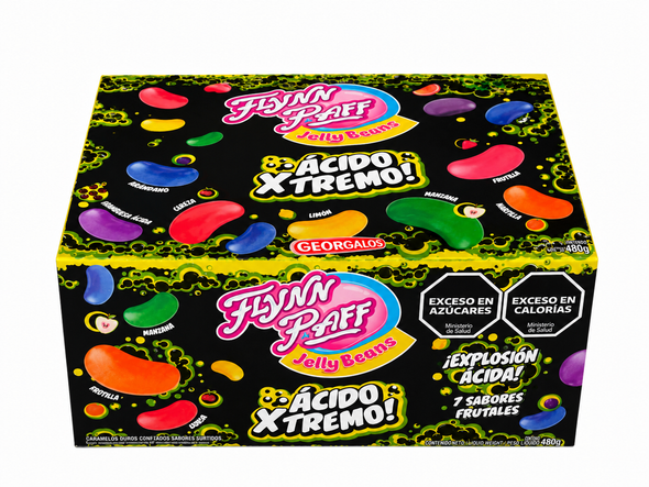 Flynn Paff Ácido Xtreme Sour Jelly Beans, 40 g / 1.41 oz (Box of 12)