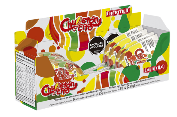 Lheritier Chupetón Cito Fruity Hard Candy Lollipops, 280 g / 9.88 oz (box of 8)