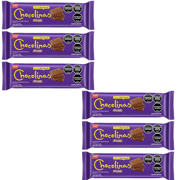 Chocolinas Traditional Chocolate Cookies Perfect for Cakes with Dulce de Leche Chocotorta, 170 g / 6.0 oz (pack of 6)