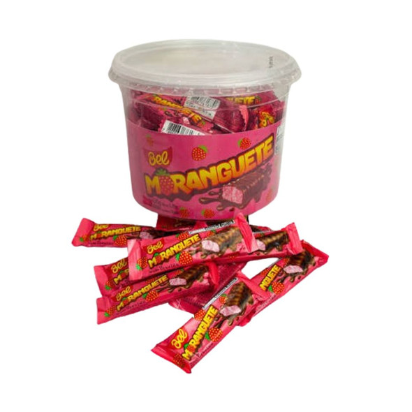 Moranguete Chocolate Strawberry Bonbons Jar, 450 g / 15.87 oz (50 Units)