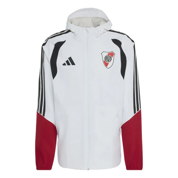 Adidas River Plate Waterproof Hooded Jacket 26/27 White Red & Black