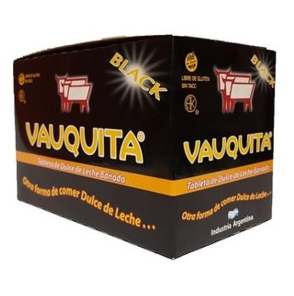 Vauquita Black Tableta Clásica Bañada Chocolate-Covered Dulce de Leche Bar  (box of 18 units)