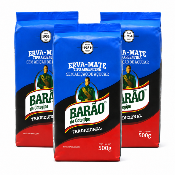 Barao Chimarrao Yerba Mate Argentina Style Export, 500 g / 17.64 oz (pack of 3)