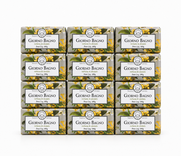 Giorno Bagno Verbena & Sandalwood Bar Soap, Vegan, 180 g / 6.35 oz (box of 12)