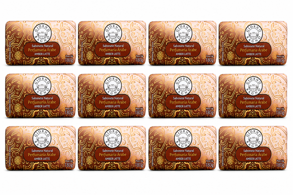 Giorno Bagno Amber Latte Bar Soap, Vegan, Hypoallergenic, 180 g / 6.35 oz (box of 12)