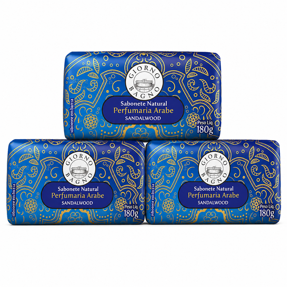 Giorno Bagno Sandalwood Bar Soap, 100% Plant-Based, Vegan, 180 g / 6.35 oz (pack of 3)