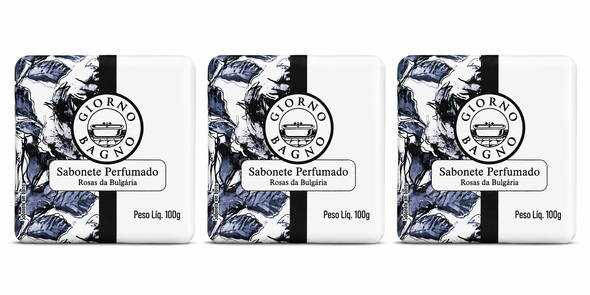 Giorno Bagno Bulgarian Rose Bar Soap, Natural & Perfumed, 100 g / 3.53 oz (pack of 3)