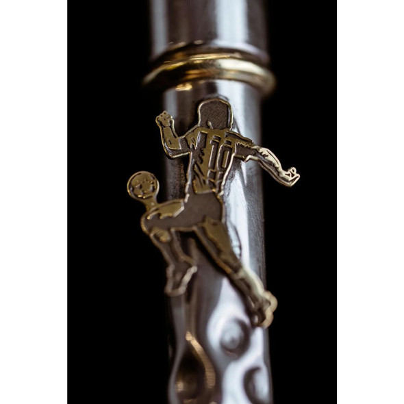 Matesur Maradona Limited Edition Bombilla Hand-Chiseled Alpaca with Bronze Diego Appliqué Semi-Curved, 18.5 cm