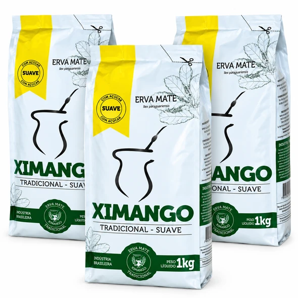 Ximango Suave Yerba Mate for Chimarrao with Sugar, 1 kg / 2.2 lb (pack of 3)