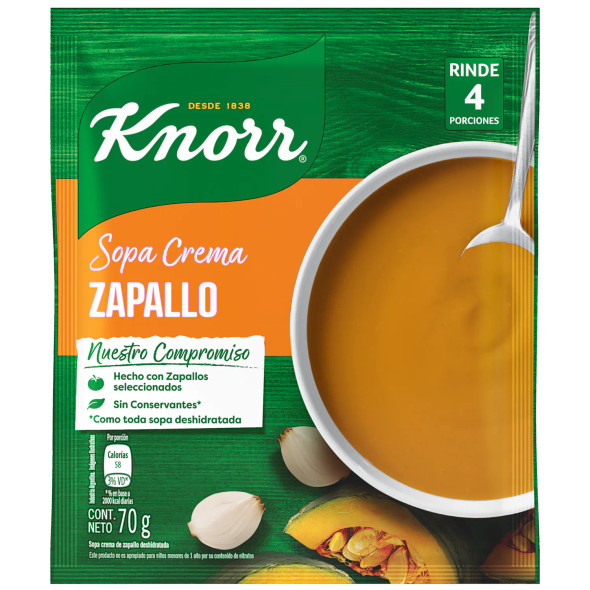 Knorr Sopa Crema Zapallo Cream Soup Powder Pumpkin Flavor, 4 servings per pouch, 70 g / 2.46 oz (pack of 3)