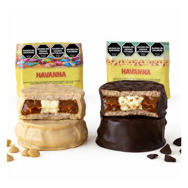 Havanna Limited Edition Playa Bristol & Playa Grande Alfajores with Dulce de Leche, Gold Chocolate & 70% Dark Chocolate, 8 Alfajores per Case (Bulk of 12 Displays)