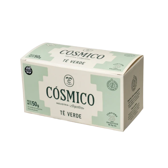 Cósmico Green Tea Té Verde en Saquitos, 50 g / 1.76 oz (box of 25)