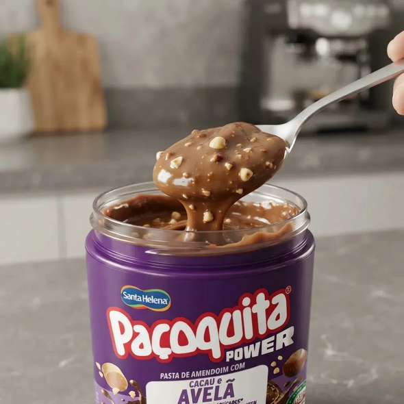 Santa Helena Pacoquita Chocolate & Hazelnut Peanut Butter Spread, No Added Sugar, Gluten Free, 500 g / 17.64 oz