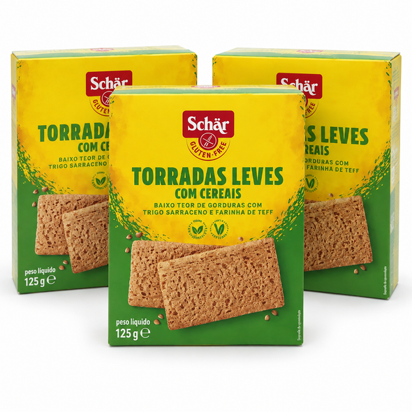 Schar Multigrain Gluten Free Crispbread Toasts with Teff & Buckwheat, Vegan, 125 g / 4.41 oz (pack of 3)