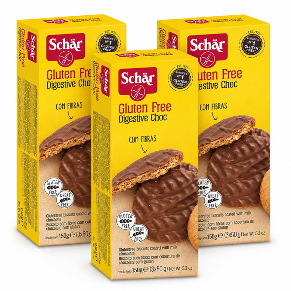 Schar Digestive Chocofibras Gluten Free Chocolate Covered Biscuits with Fiber, 150 g / 5.29 oz (pack of 3)