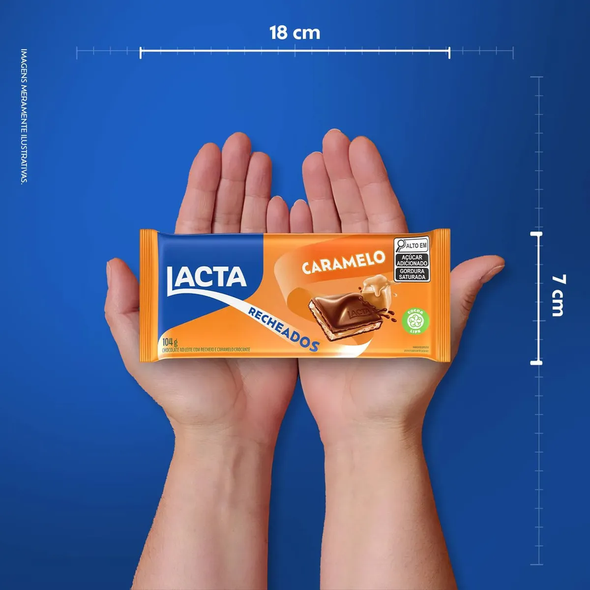 Lacta Recheados Milk Chocolate Bar with Salted Caramel Filling, 104 g / 3.67 oz (pack of 3)