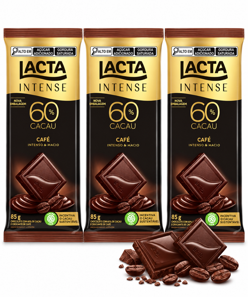 Lacta Intense Coffee 60% Cocoa Dark Chocolate Bar, 85 g / 3 oz (pack of 3)