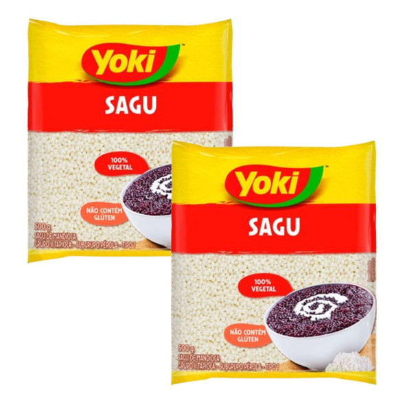 Yoki Sagu de Mandioca, Tapioca Pearls, Gluten-Free, 500 g / 17.64 oz (pack of 2)
