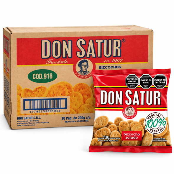 Don Satur Savory Bizcochitos Crackers 100% Vegetable, 200 g / 7.05 oz (Bulk of 30)