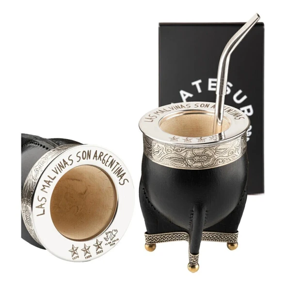 Matesur Imperial Calabaza Mate "Las Malvinas Son Argentinas" Engraved Gourd & Stainless Steel Bombilla